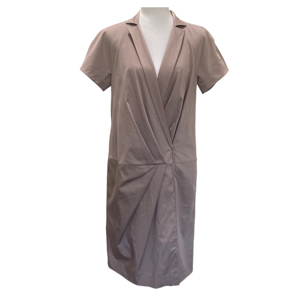 Piazza Sempione Wrap Style Dress Made in Italy Pale Rose/Taupe Size 44 -US Med/8